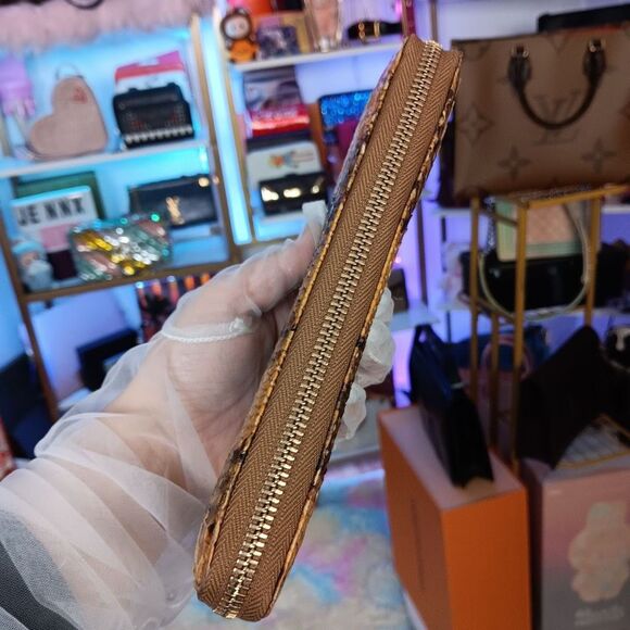 Gucci Python Exotic Leather Vintage Bamboo Tassel Zip Around Large Size Wallet W - Picture 6 of 14